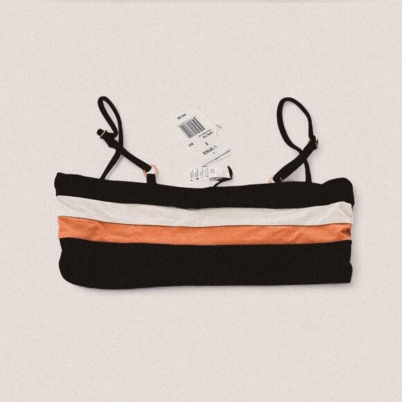 L*Space Rebel Pink Cream Black Bandeau Striped top new - Picture 1 of 4